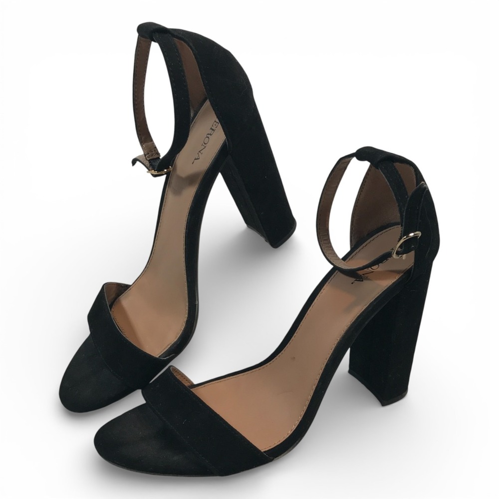 Merona‎ Slingback Open Toe Block Heels Buckle Strap Womens US 8 EU 38.5 UK 6